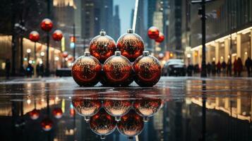 Weihnachten Dekorationen auf Stadt Straße foto