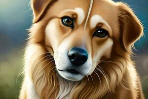 ein Hund Porträt im ein Digital malen. KI-generiert foto