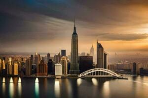 das Neu York Stadt Horizont ist gesehen im diese Foto. KI-generiert foto