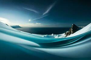 ein Blau Welle ist gesehen im das Ozean. KI-generiert foto