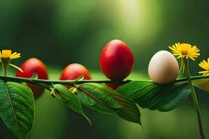 Ostern Eier auf ein Ast. KI-generiert foto