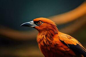 ein schließen oben von ein Orange Vogel. KI-generiert foto