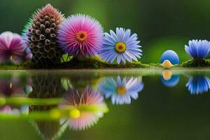Blumen im das Wasser, Wasser, Blumen, das Wasser, hd Hintergrund. KI-generiert foto
