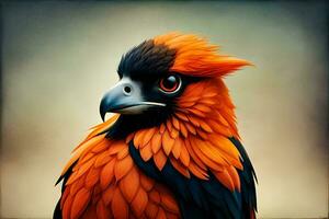 ein schließen oben von ein Orange und schwarz Vogel. KI-generiert foto
