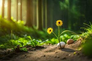 Foto Blumen, das Sonne, das Wald, das Sonne, das Blumen, das Sonne, Die. KI-generiert