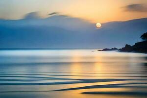 Sonnenuntergang Über das Meer, Strand, Wasser, hd Hintergrund. KI-generiert foto