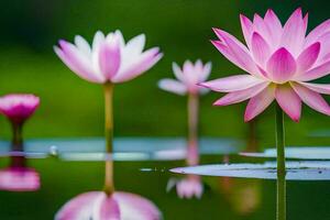 Rosa Lotus Blumen im das Wasser. KI-generiert foto