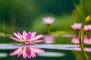 Rosa Lotus Blumen im das Wasser. KI-generiert foto