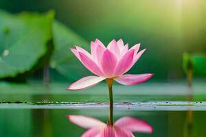 Lotus Blume im Wasser mit Grün Blätter. KI-generiert foto