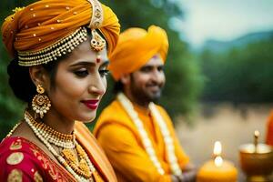 indisch Hochzeit im Bangalore. KI-generiert foto