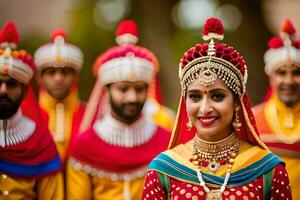 ein Braut im traditionell indisch Kleidung. KI-generiert foto