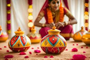 indisch Hochzeit Dekoration Ideen. KI-generiert foto