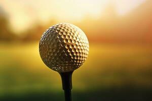 Golf Ball auf Weiß Tee. generieren ai foto