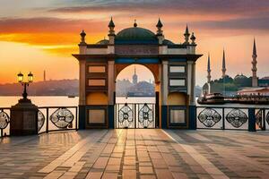 Sonnenuntergang Über das Bosporus im Istanbul. KI-generiert foto