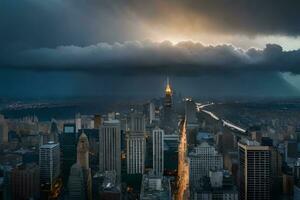 ein stürmisch Tag im Neu York Stadt. KI-generiert foto