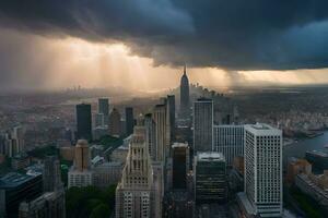 ein stürmisch Tag im Neu York Stadt. KI-generiert foto