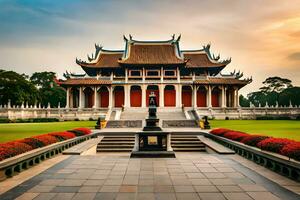 das golden Tempel im Hanoi, Vietnam. KI-generiert foto