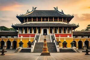 das golden Tempel im Hanoi, Vietnam. KI-generiert foto