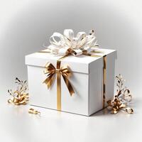 Geschenk Box mit Gold Band Bogen. generativ aichristmas Geschenk foto