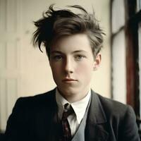 generativ ai Porträt Arthur Rimbaud wie ein modern Teen foto