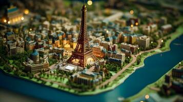 ai generiert Miniatur Paris auf ein Hauptplatine foto