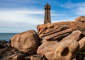 Aussicht von ploumanac'h Leuchtturm bedeuten ruz Leuchtturm - - Bretagne, Frankreich foto