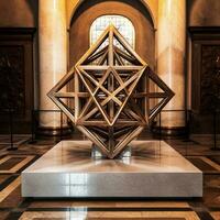 Merkaba Skulptur im ein Museum, religiös Symbol von Judentum generativ ai foto