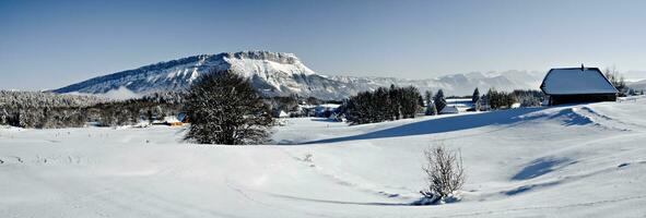 heiter Winter Wunderland im Savoyen, Frankreich foto