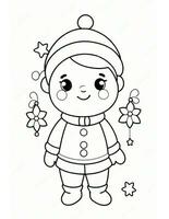 Winter und Weihnachten Färbung Seite zum Kinder Elf im Hut foto