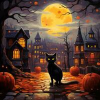 schwarz Katze auf Halloween Hintergrund foto