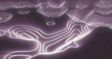 abstrakt lila futuristisch Hi-Tech Landschaft mit Berge und Schluchten von glühend Energie Kreise und Magie Linien Hintergrund foto