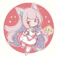 magisch Mädchen Aufkleber Cosplay Anime Stil Chibi Illustration foto