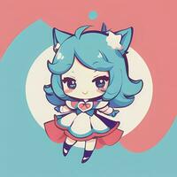magisch Mädchen Aufkleber Cosplay Anime Stil Chibi Illustration foto