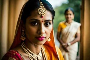 ein schön indisch Braut im traditionell Kleidung. KI-generiert foto