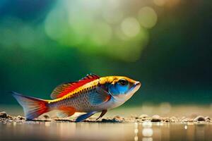 ein Fisch mit hell Farben auf das Boden. KI-generiert foto