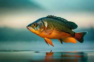 ein Fisch ist Schwimmen im das Wasser. KI-generiert foto