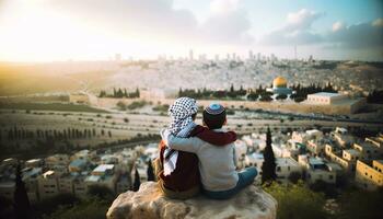 Einheit im Jerusalem. generativ ai foto