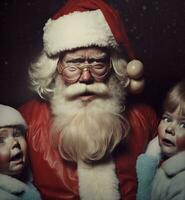 unheimlich ai generiert Santa claus Spuk Kinder generativ ai foto