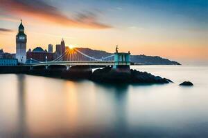 Foto Hintergrund das Himmel, Brücke, Brücke, Brücke, Brücke, Brücke, Brücke, Brücke,. KI-generiert