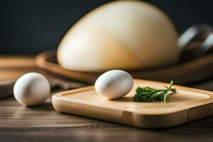 Eier auf ein Schneiden Tafel. KI-generiert foto