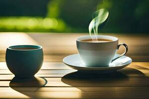 ein Tasse von Tee und ein Tasse von Kaffee. KI-generiert foto