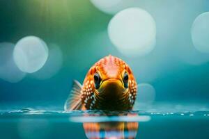 ein Fisch Schwimmen im das Wasser mit ein Bokeh Hintergrund. KI-generiert foto