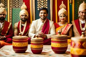 indisch Hochzeit Zeremonie im Bangalore. KI-generiert foto