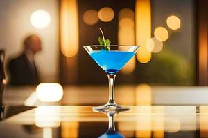 Blau Cocktail auf ein Bar Schalter. KI-generiert foto