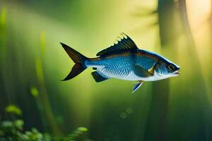 ein Fisch Schwimmen im das Wasser. KI-generiert foto