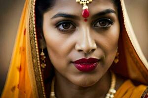 ein schön indisch Frau tragen ein Sari. KI-generiert foto