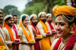 indisch Hochzeit im Bangalore. KI-generiert foto