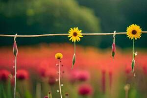 Foto Hintergrund das Himmel, Blumen, das Feld, das Sonne, das Blumen, das Feld,. KI-generiert