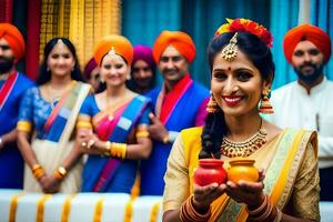 indisch Hochzeit Fotografie im Delhi. KI-generiert foto