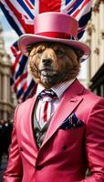 anthropomorhisch Serie - - ein Dandy Bär im ein Stadt Rahmen - - ai generativ foto